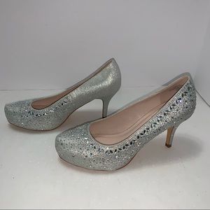 DE BLOSSOM COLLECTION Sparkle Rhinestone Wedding Heels Womens size 10 shoes